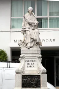 Statue of Pedro Calderón de la Barca at the Plaza de Santa Ana in Madrid