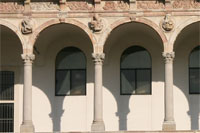 Detail of an arcade of the ca'granda in Milan
