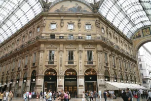 Facade inside the Victor Emmanuel II gallery in Milan