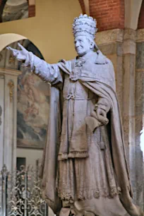 Statue of Pope Pius IX in the Saint Ambrose Basilica in Milan