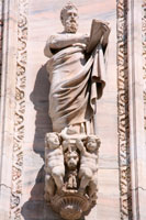 Statue on the facade of the Duomo in Milan