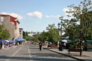 View towards the old port from Place Jacques-Cartier in Montreal