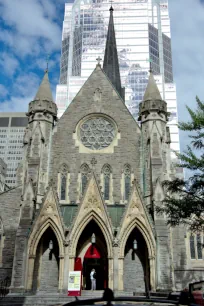 Front façade of the Christ Church Cathedral in Montreal