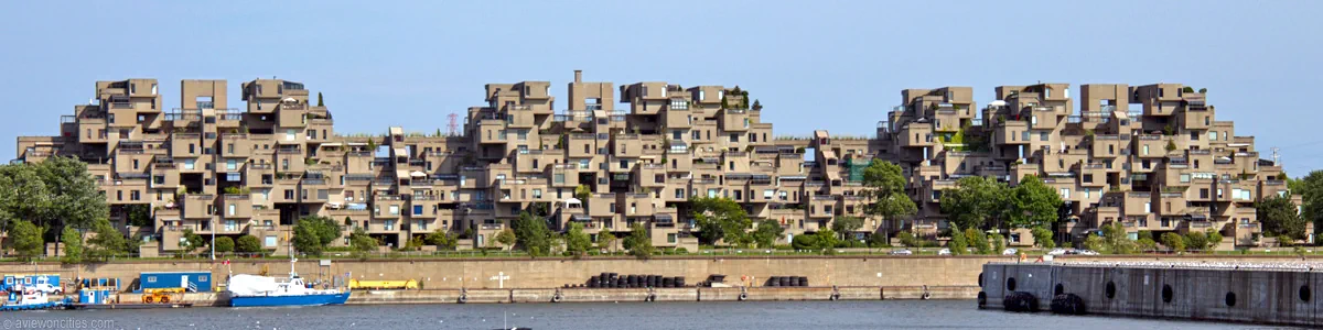 Habitat '67 seen from the old Port of Montreal