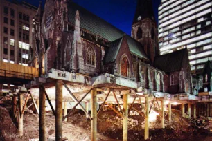 The Christ Church Cathedral in Montreal on stilts