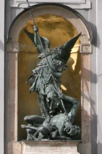 Statue of St. Michael on the Michaelskirche in Munich