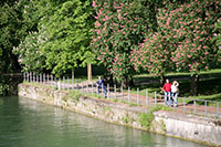 The banks of the Isar River, Munich