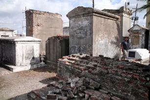 Tombs fallen into disrepair in the St. Louis no. 1 cemetery, New Orleans