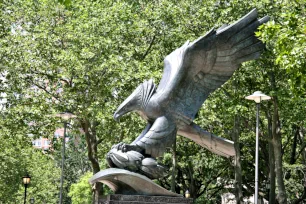Side view of the Eagle on the East Coast War Memorial, New York