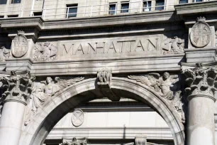 Detail of the colonnade of the Municipal Building in Manhattan, New York City