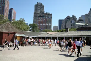 Tourists lining up for tickets at Castle Clinton, Battery Park, New York City