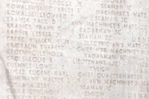 Names of war casualties inscribed in the East Coast War Memorial, New York