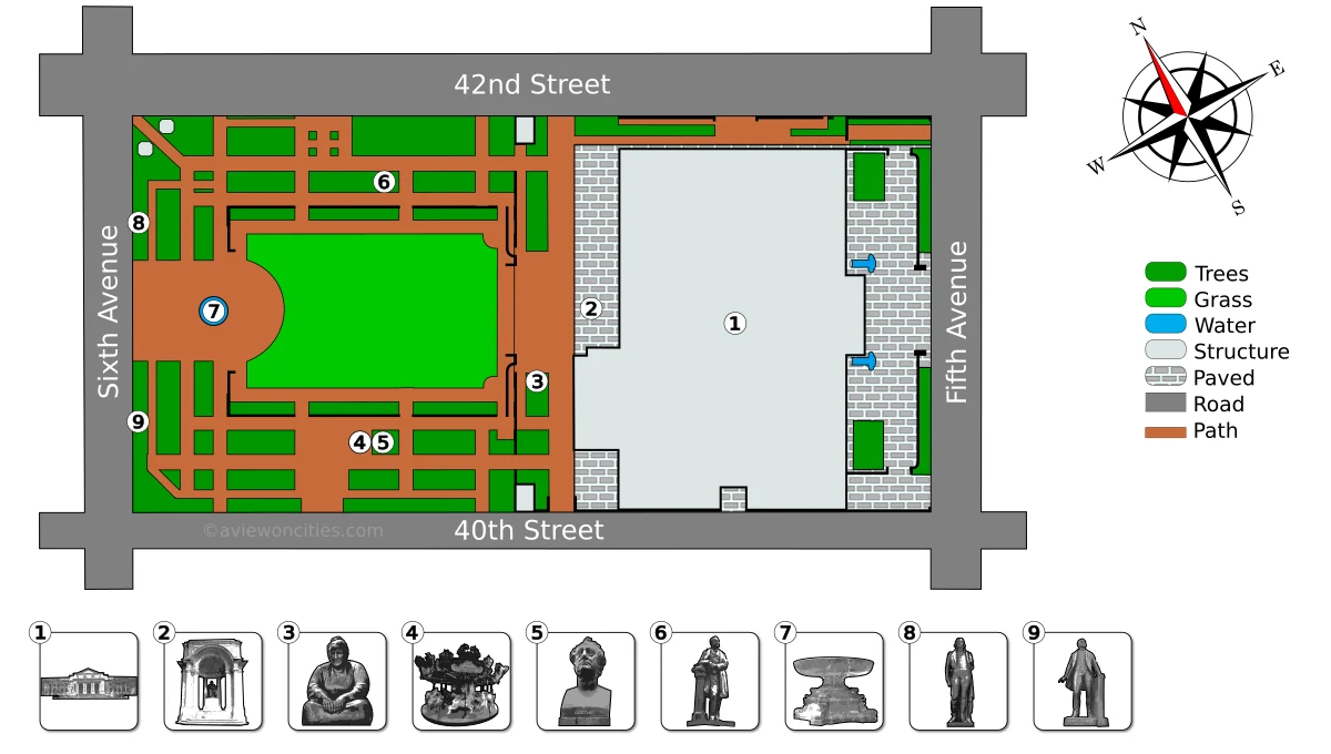 Map of Bryant Park in New York