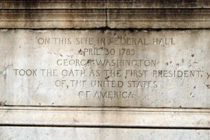 Inscription right below the statue of George Washington in front of Federal Hall, New York City