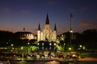 The Saint Louis Cathedral at Jackson Square at night