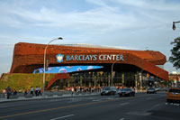 View of Barclays Center in Brooklyn from across Flatbush Avenue