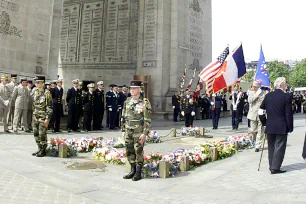 The tomb of the Unknown Soldier below the Arc de Triomphe in Paris on Memorial Day