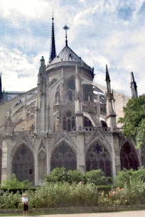 Flying buttresses around the apse of the Notre-Dame Cathedral