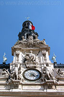 Detail of the tower of the Hotel de Ville in Paris