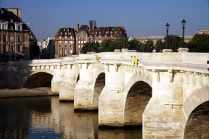 The sturdy bridge piers of the Pont Neuf in Paris