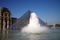 Fountain at the Louvre Pyramid in Paris