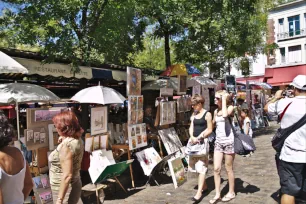 Artists selling paintings at the Place du Tertre in Montmartre, Paris