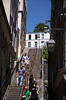 Stairs running up the Montmartre hill in Paris