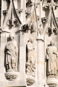 Statues on the facade of the Tour St-Jacques in Paris