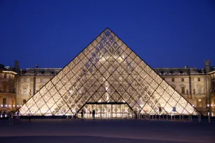 Louvre Pyramid at night, Paris