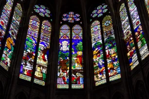 Stained glass windows in the Saint-Denis Basilica, Paris