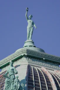 Statue of Columbia on top of Philadelphia's Memorial Hall