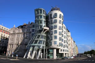Front View of the Dancing House in Prague