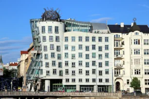 Dancing House seen from across the Vltava in Prague