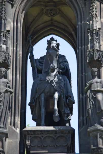 Equestrian statue on Kranner's Fountain in Prague