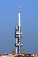 The Žižkov TV Tower seen from the Letná Hill in Prague