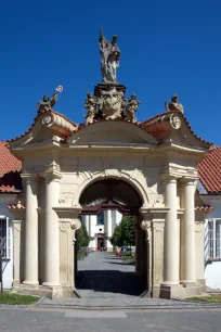 Entrance gate to Břevnov Monastery in Prague