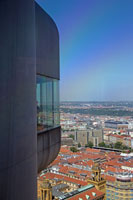 View from the Žižkov TV Tower observatory in Prague