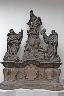 Statues of Madonna, Saint Dominic and Thomas Aquinas from the Charles Bridge in the Lapidarium, Prague