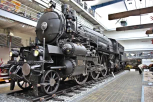 Express steam locomotive 375 Hrboun (Humpback), National Technical Museum in Prague, Czech Republic