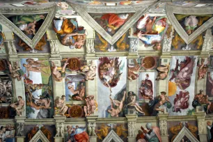 The ceiling painting of the Sistine Chapel in the Vatican