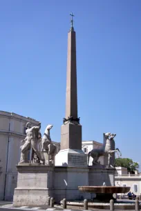 Obelisk and statues of Castor and Pollux at the Piazza del Quirinale in Rome