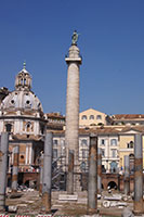 Trajan's Column with the ruins of the Basilica Ulpia in Rome