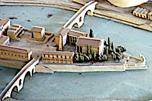 A model of the Tiber Island, Rome  in the 4th century AD