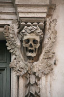 Skull on the facade of the Santa Maria dell'Orazione e Morte