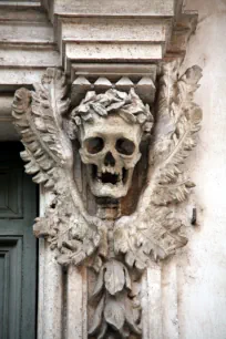 Skull on the facade of the Santa Maria dell'Orazione e Morte
