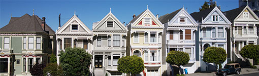 Row of Victorian Houses at Alamo Square