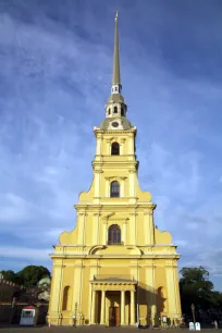 Front facade of the Peter and Paul Cathedral in Saint Petersburg
