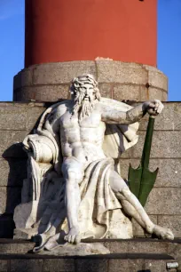Dnieper River god statue at the Rostral Column in St. Petersburg