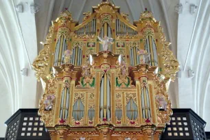Gilded organ in the Tyska Kyrkan in Stockholm