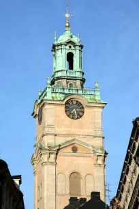 Clock tower of the Storkyrkan in Stockholm